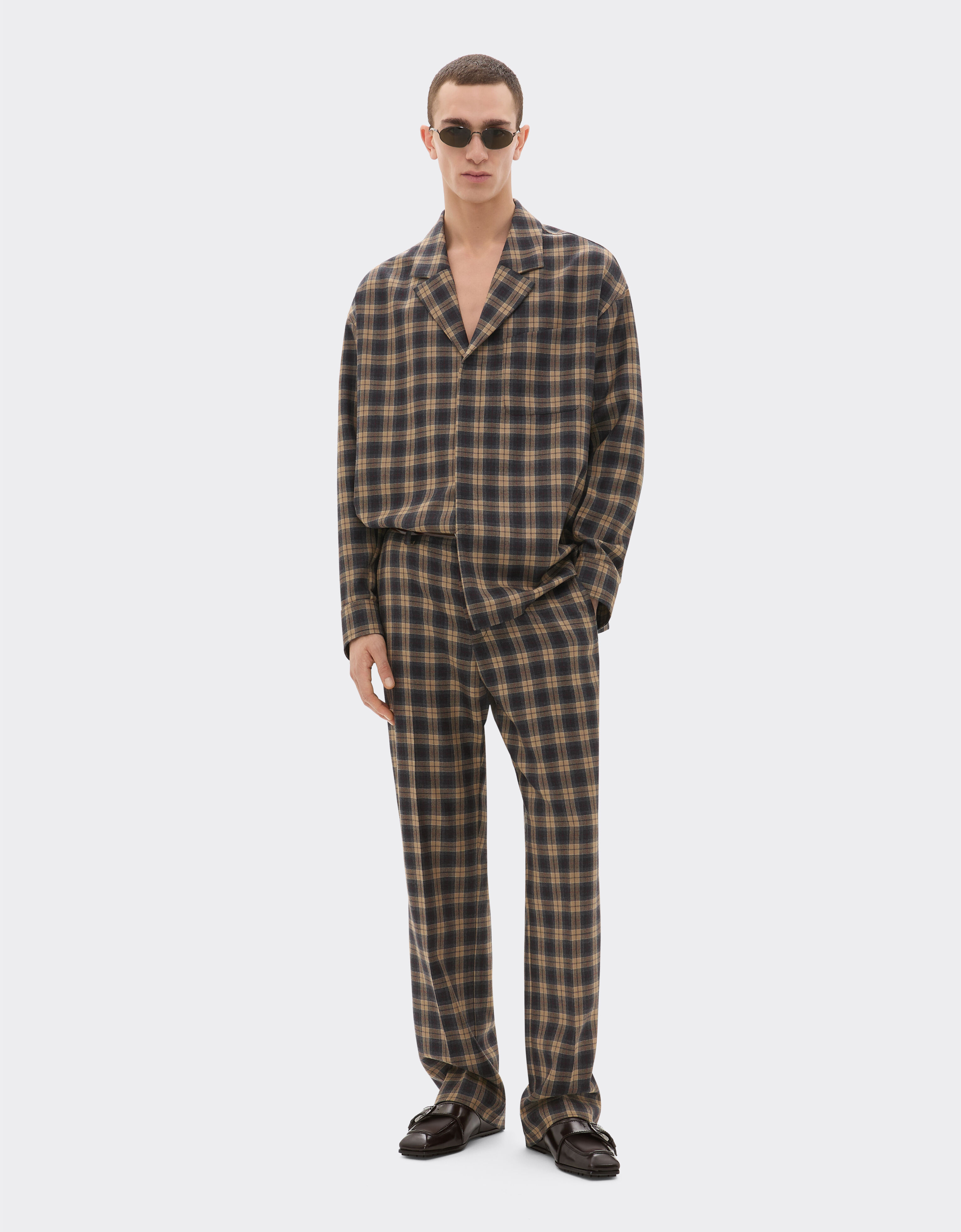 Ferrari Tartan wool shirt Melange gray 22616f
