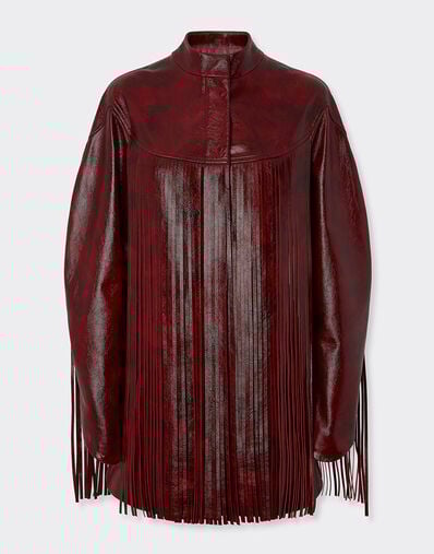 Ferrari Chaqueta larga de piel con flecos Cereza 49701f