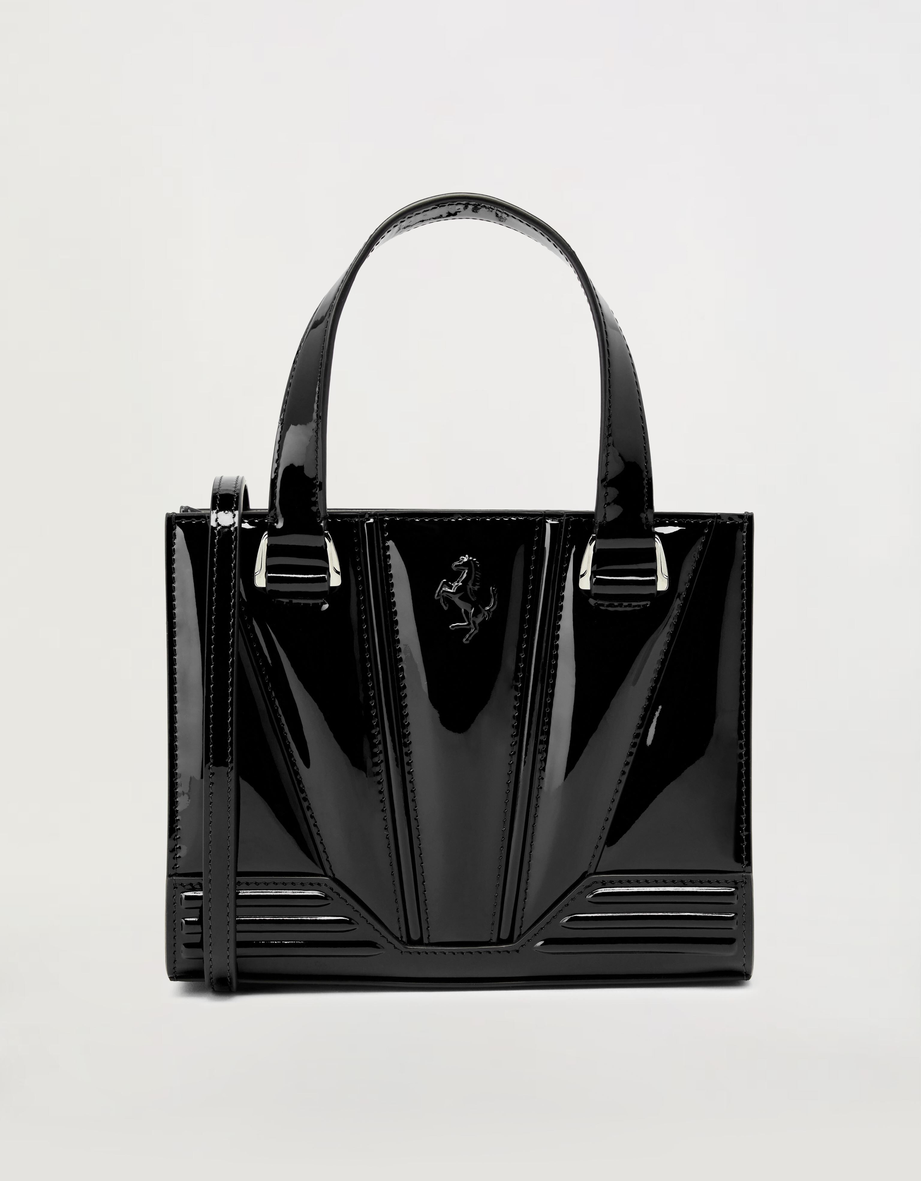 ${brand} Ferrari mini tote GT bag in glossy patent leather with Prancing Horse detail ${colorDescription} ${masterID}