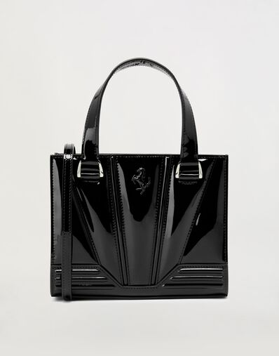 Ferrari Ferrari mini tote GT bag in glossy patent leather with Prancing Horse detail Navy 21463f