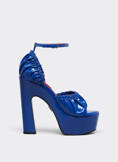 Ferrari Patent leather sandals with platform heel and strap Klein Blue 22066f