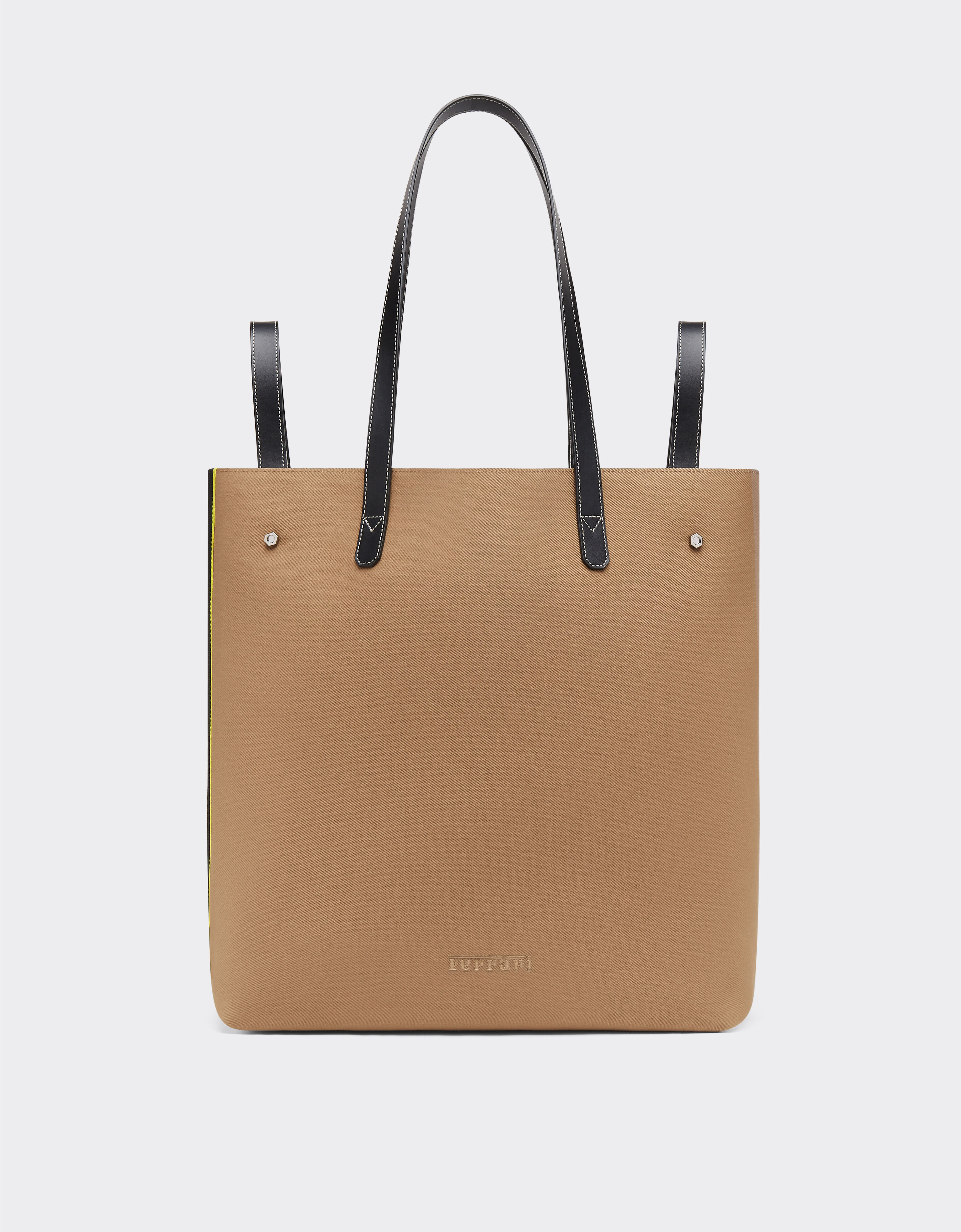 ${brand} Borsa shopper in cotone con logo ricamato ${colorDescription} ${masterID}