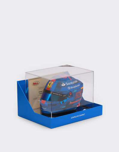 Ferrari Carlos Sainz Miami 2024 Special Edition mini helmet in 1:2 scale Blu Scozia F1349f