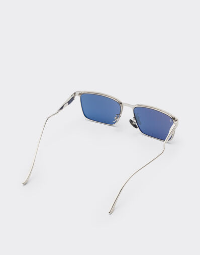 Ferrari Ferrari sunglasses in  matte silver metal  with blue crystal lenses Silver LA0LFf