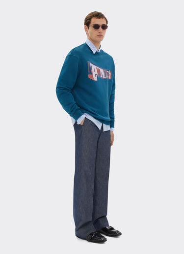 Sweatshirt with color block logo print Ferrari Sweatshirt with color block logo print Peacock 49278f
