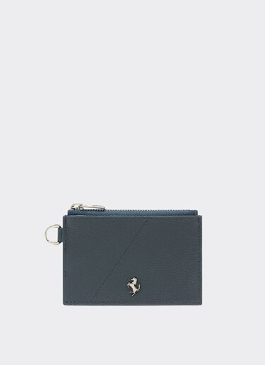 Ferrari Textured leather card holder with zip Navy 20625f