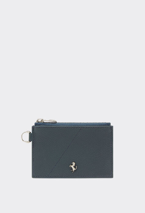 Ferrari Textured leather card holder with zip Navy 20382f