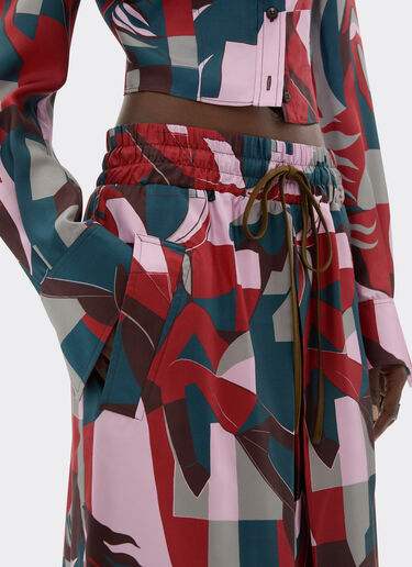 Ferrari Silk skirt with color block Cavallino print Peacock 22650f