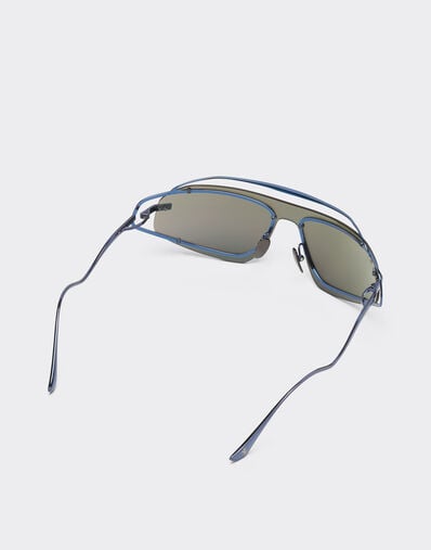 Ferrari Gafas de sol Ferrari de titanio azul con máscara de espejo azul Azul escocés LA02Zf