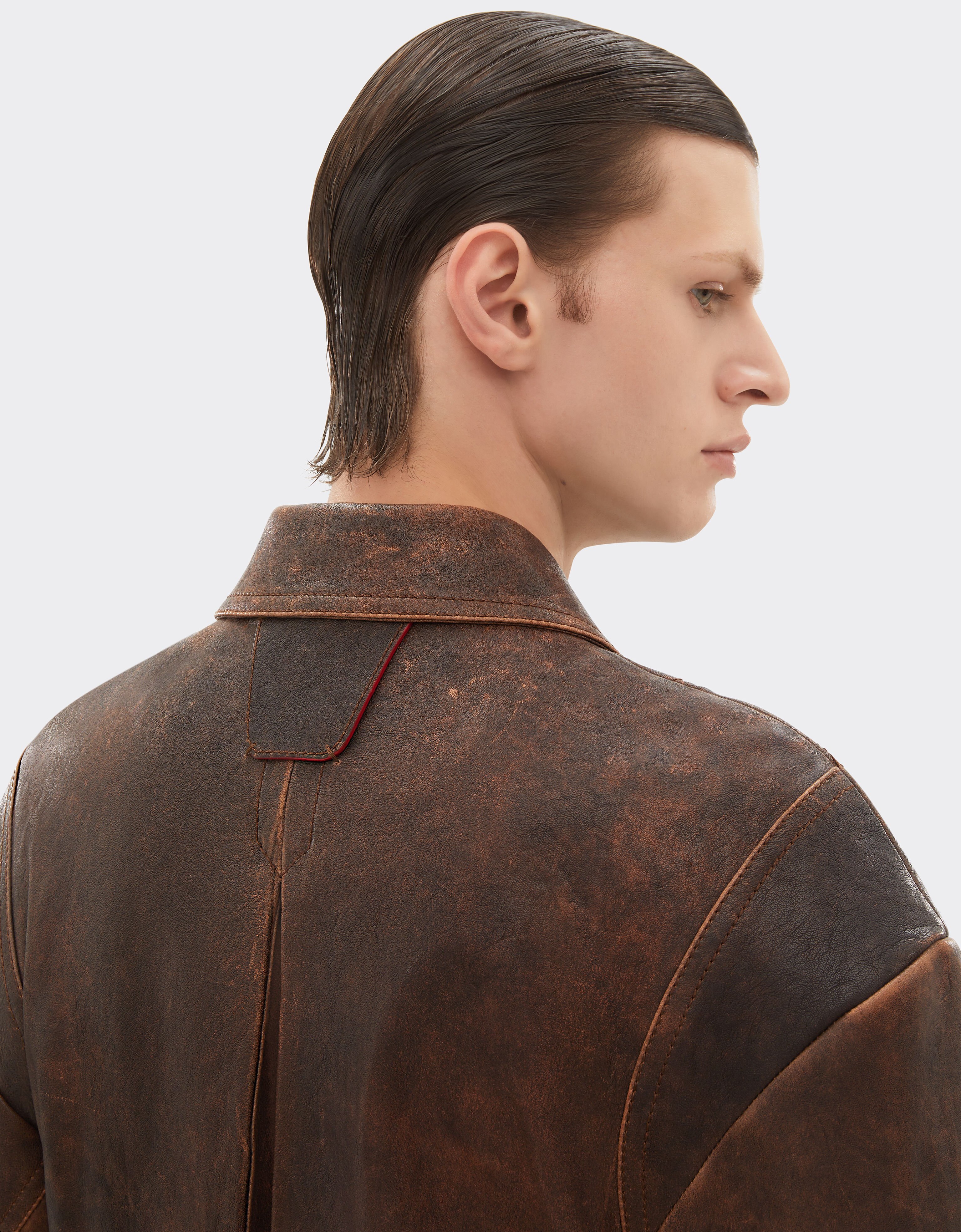 Ferrari blouson en cuir damassé Khaki Green 50086f