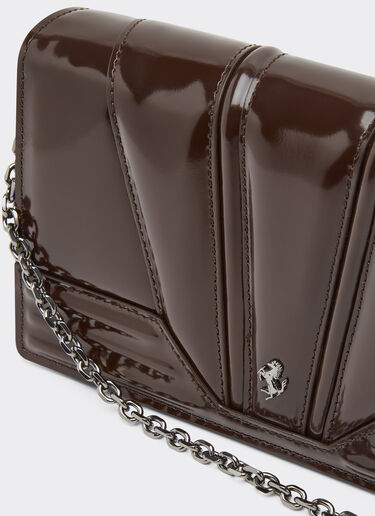 Ferrari Ferrari GT glossy leather wallet with chain strap Espresso 49274f