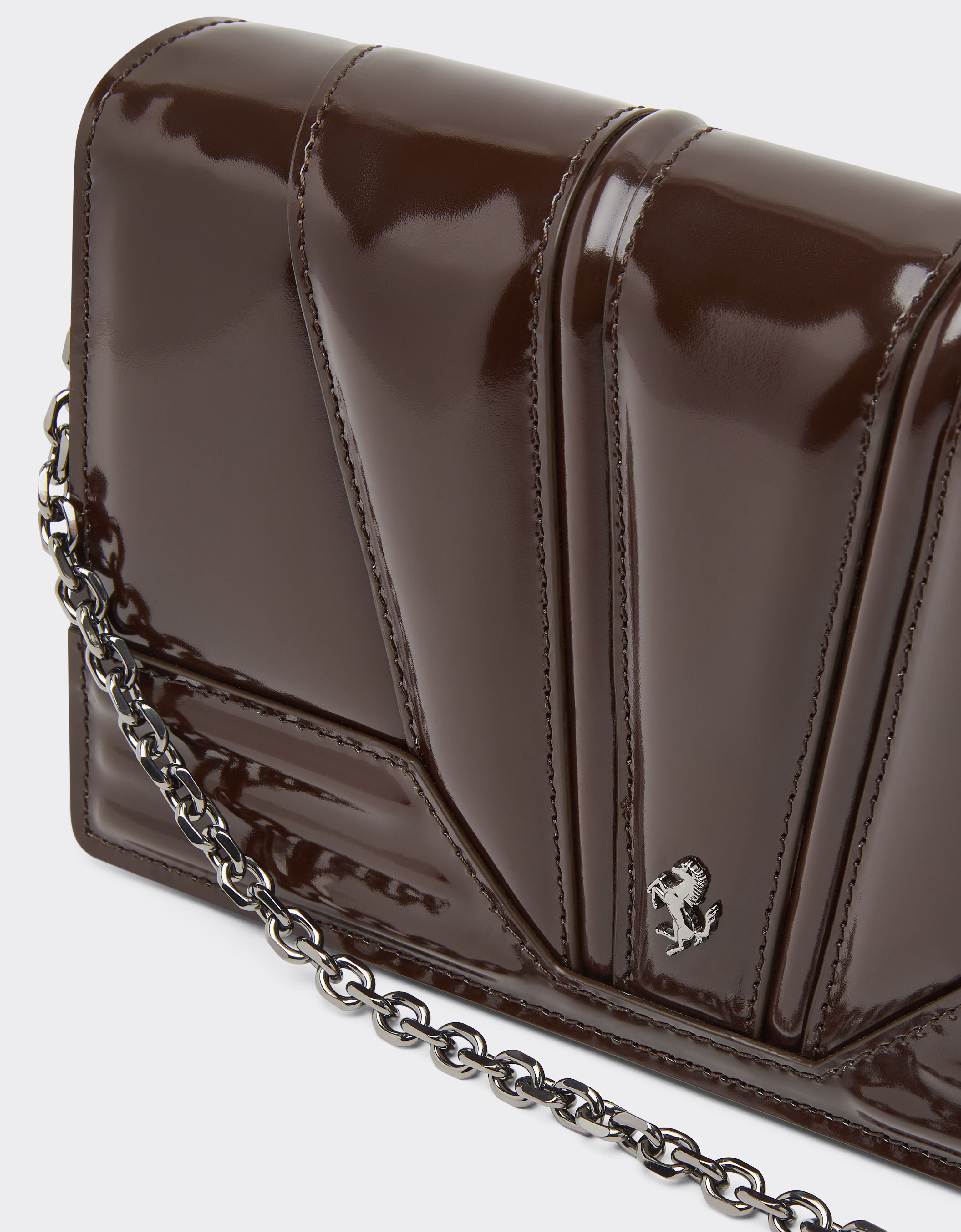 Ferrari Ferrari GT glossy leather wallet with chain strap Espresso 49274f