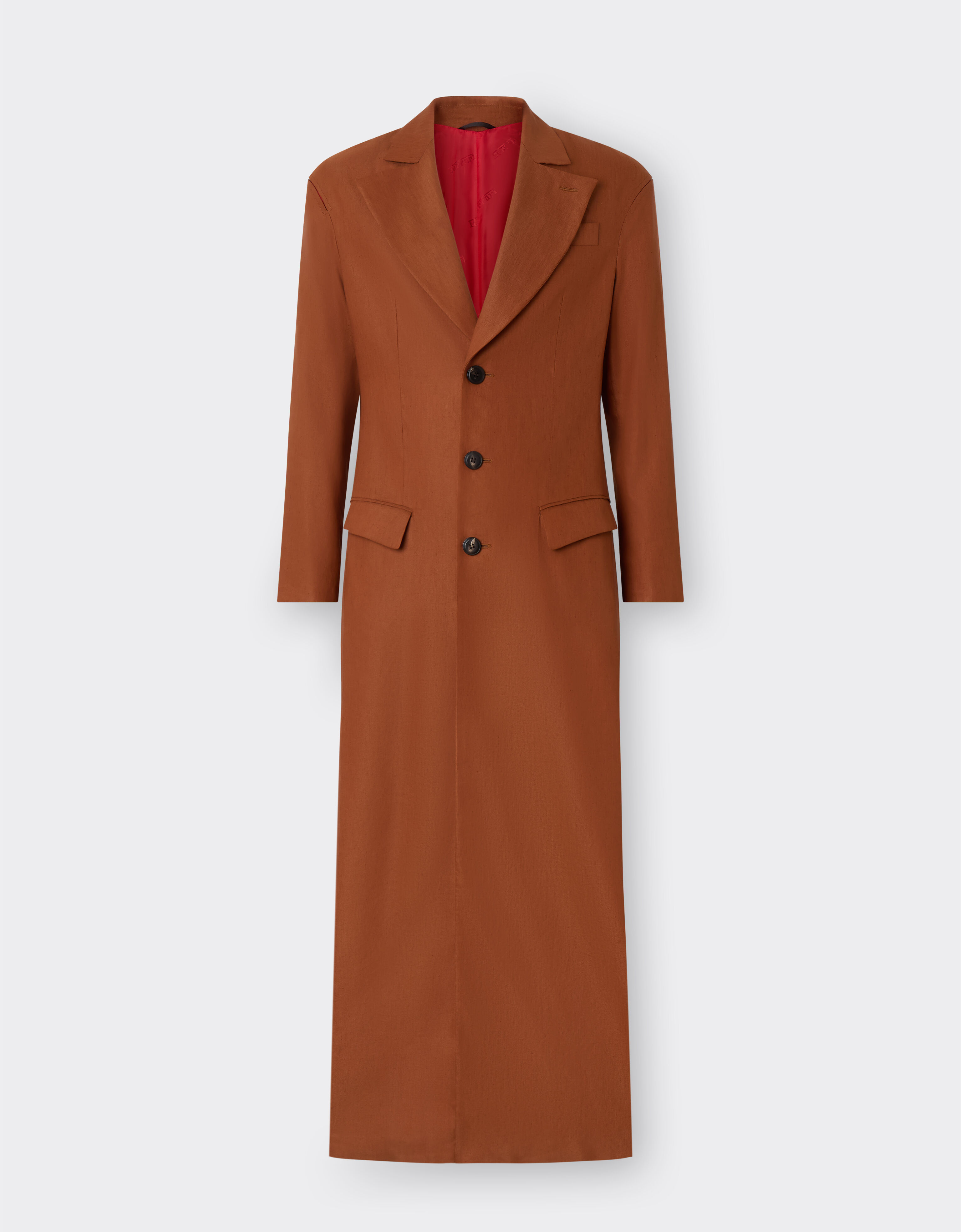 Ferrari Coat in linen and viscose gabardine Tabacco 22087f
