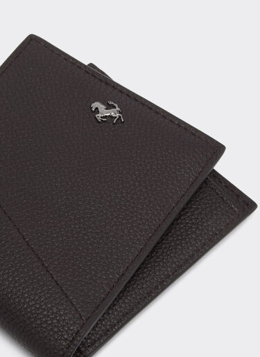 Ferrari Portefeuille horizontal en cuir grainé avec cheval cabré Dark Brown 20620f