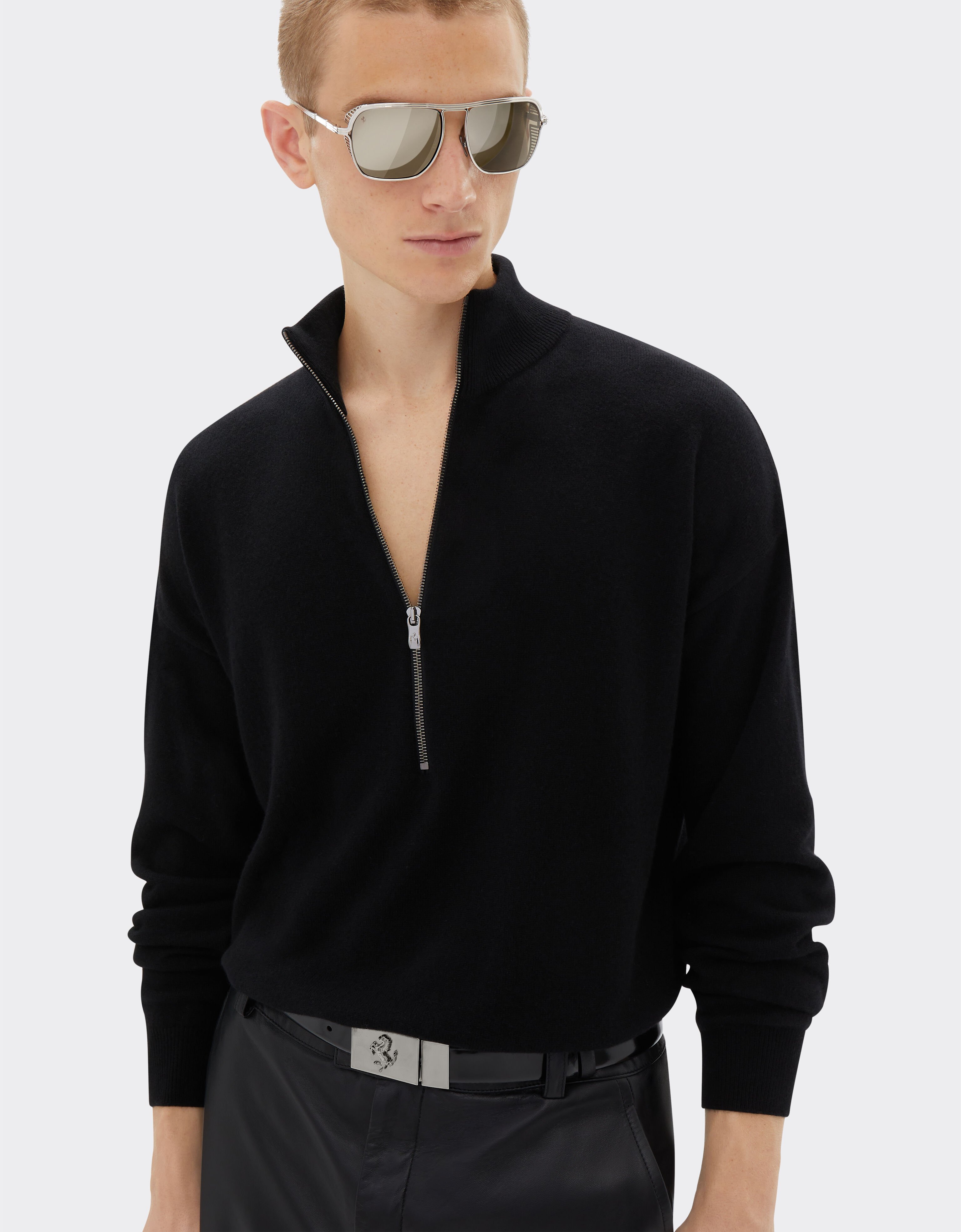 Ferrari Kaschmirpullover mit Reißverschluss Schwarz 21652f