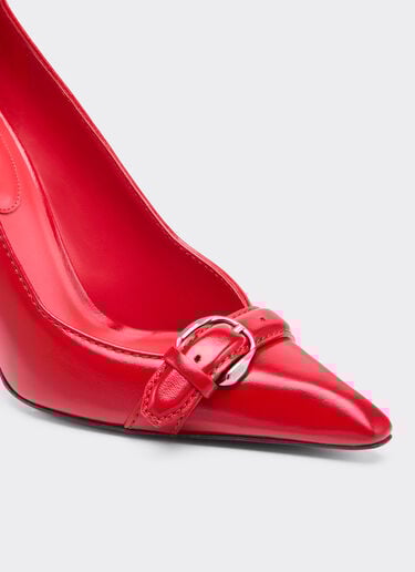 Court shoes in ultra-wet-effect glossy leather Ferrari Court shoes in ultra-wet-effect glossy leather Rosso Dino 49387f