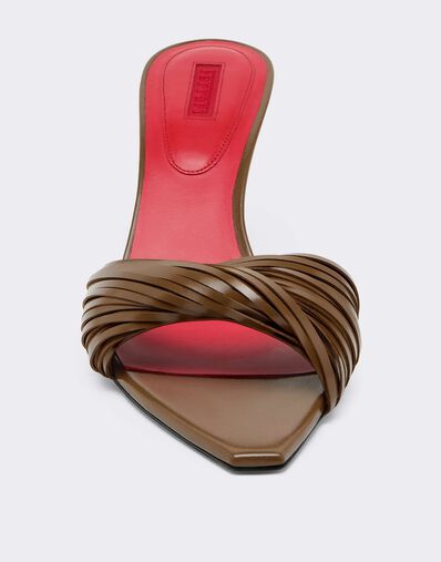 Ferrari Mules de piel con flecos tallados Caffè CSWML0004XL00007f