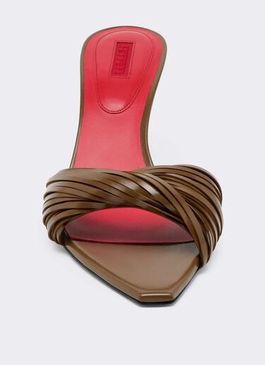 Leather Mules with Carved Fringes Ferrari Leather Mules with Carved Fringes Caffè CSWML0004XL00007f