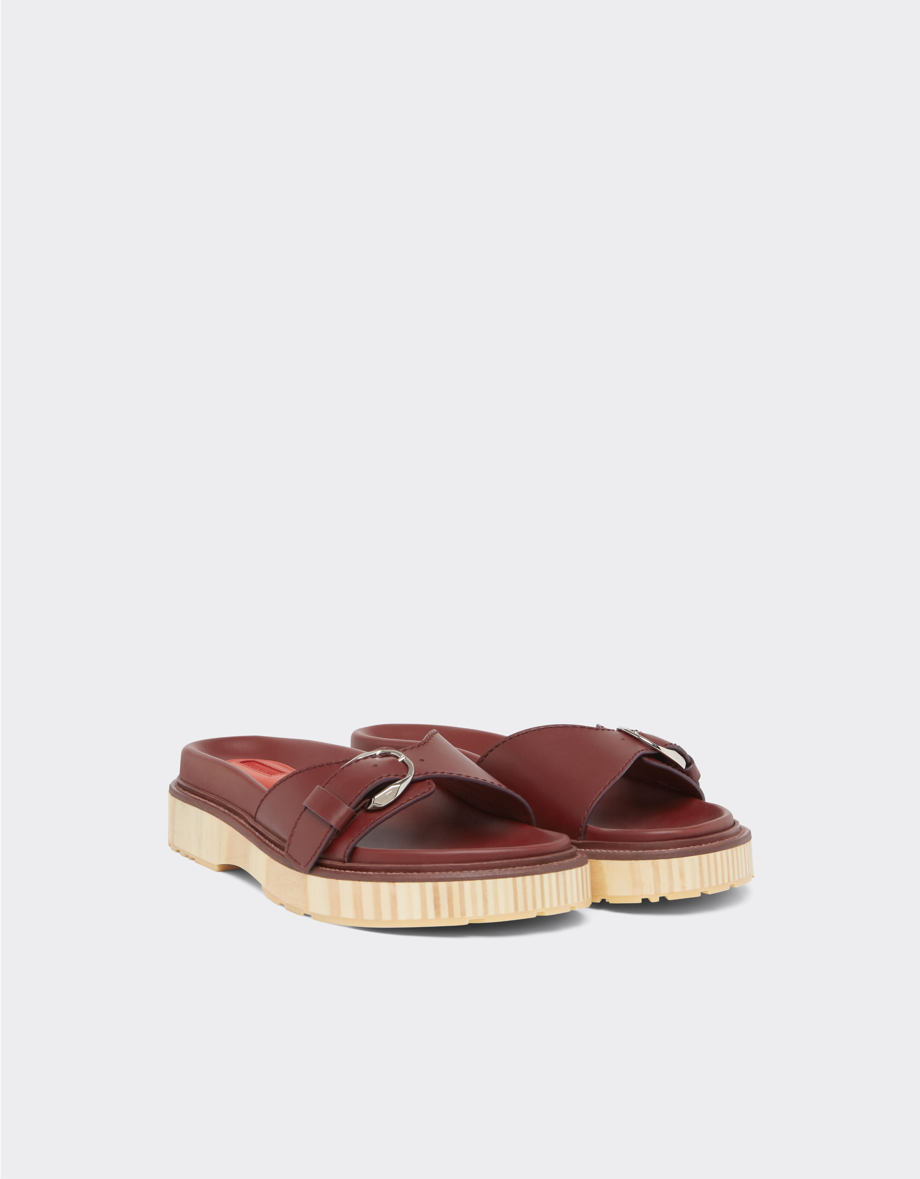 Ferrari Coulisseau en cuir avec semelle en bois Rouge Maison 22132f