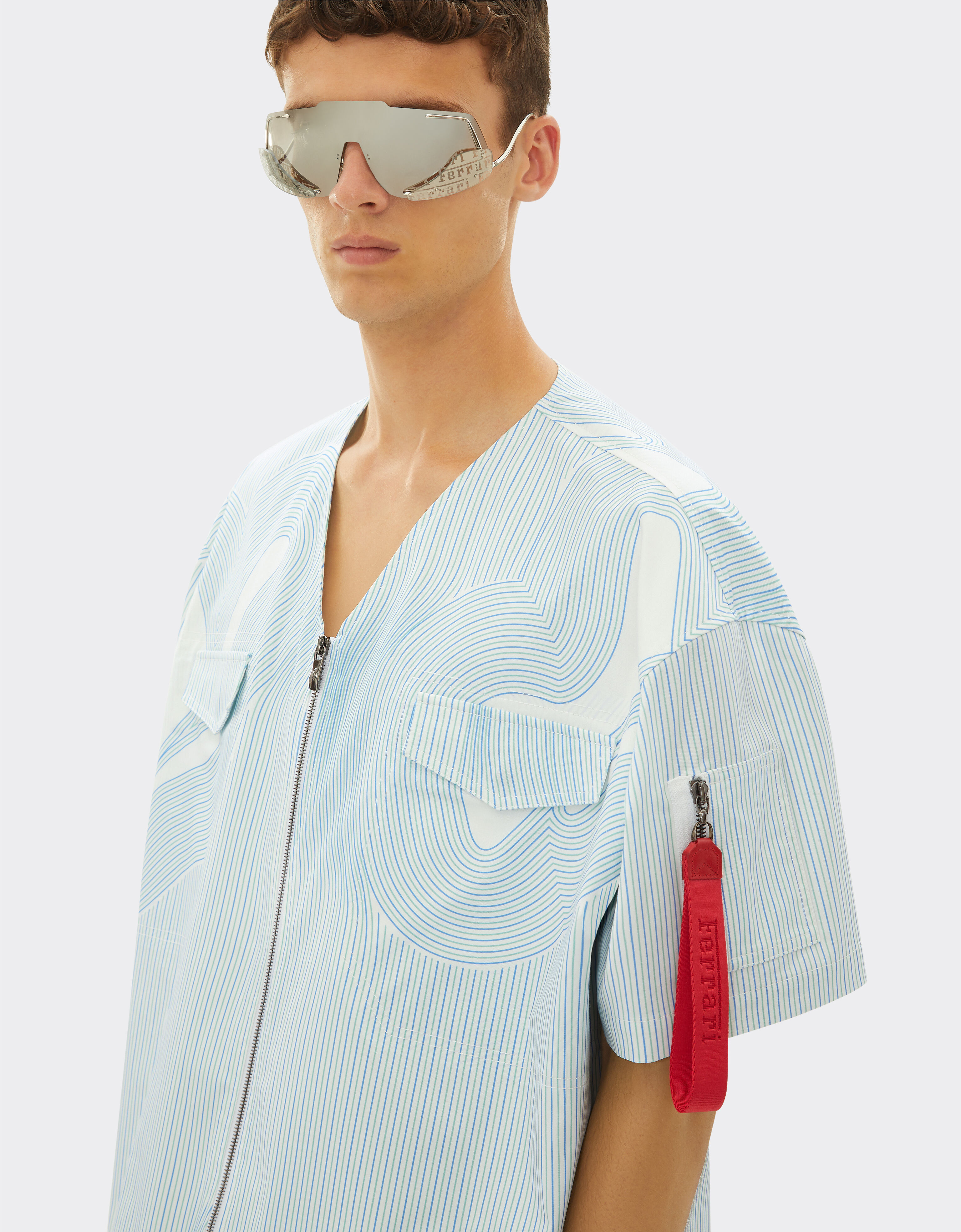 Ferrari Cotton baseball shirt with short sleeves Optical White 48493f