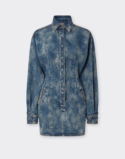 Ferrari Dress in needled and washed denim Denim 22504f