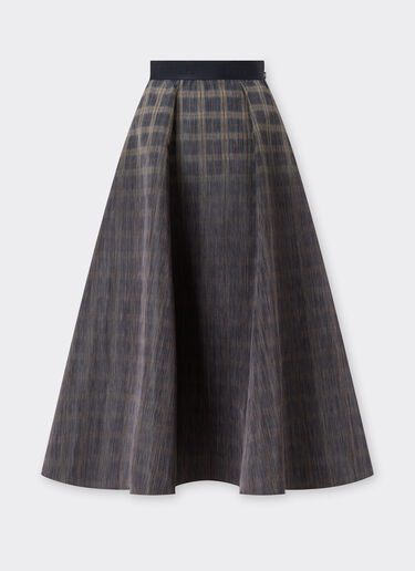 Ferrari Long skirt in chiné check printed nylon Mahogany 22651f