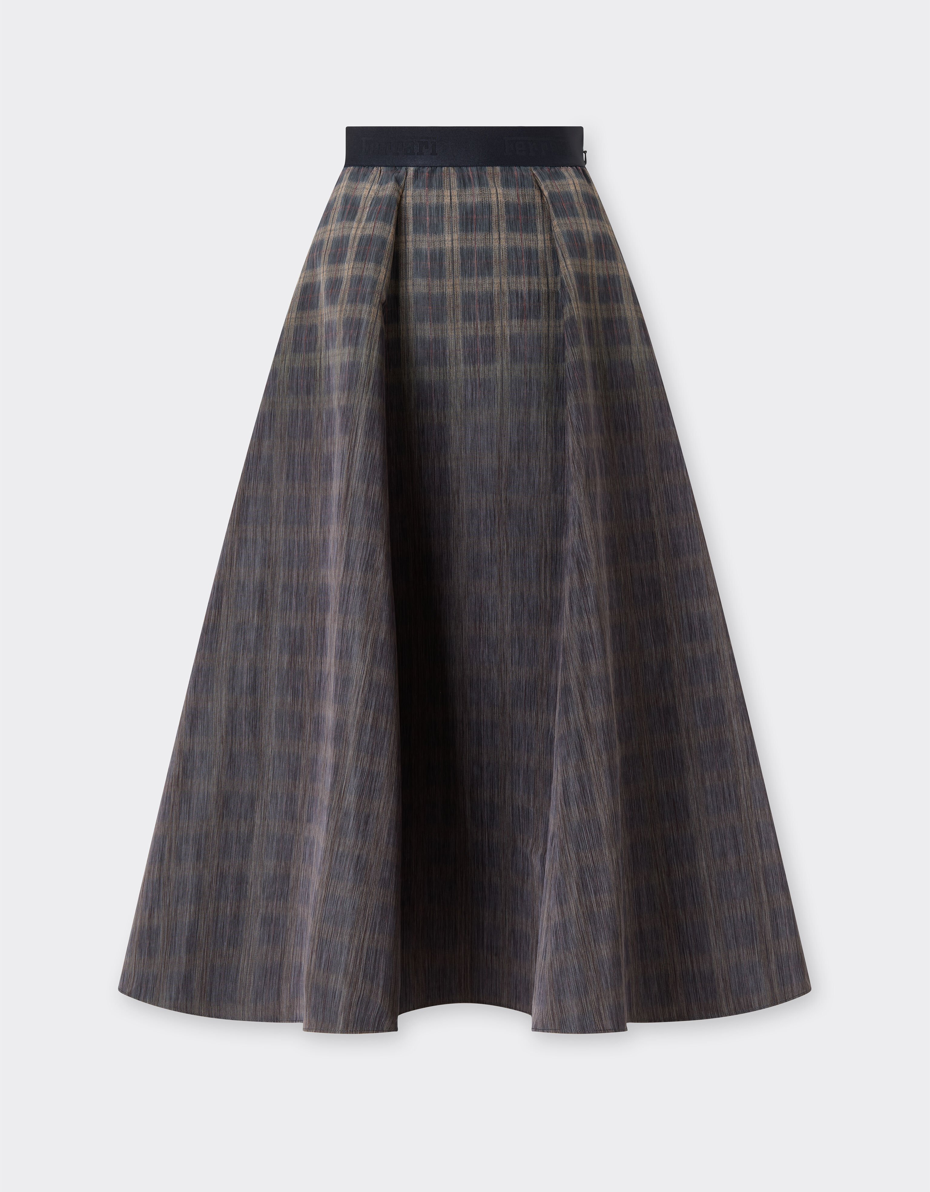Ferrari Long skirt in chiné check printed nylon Mahogany 22651f