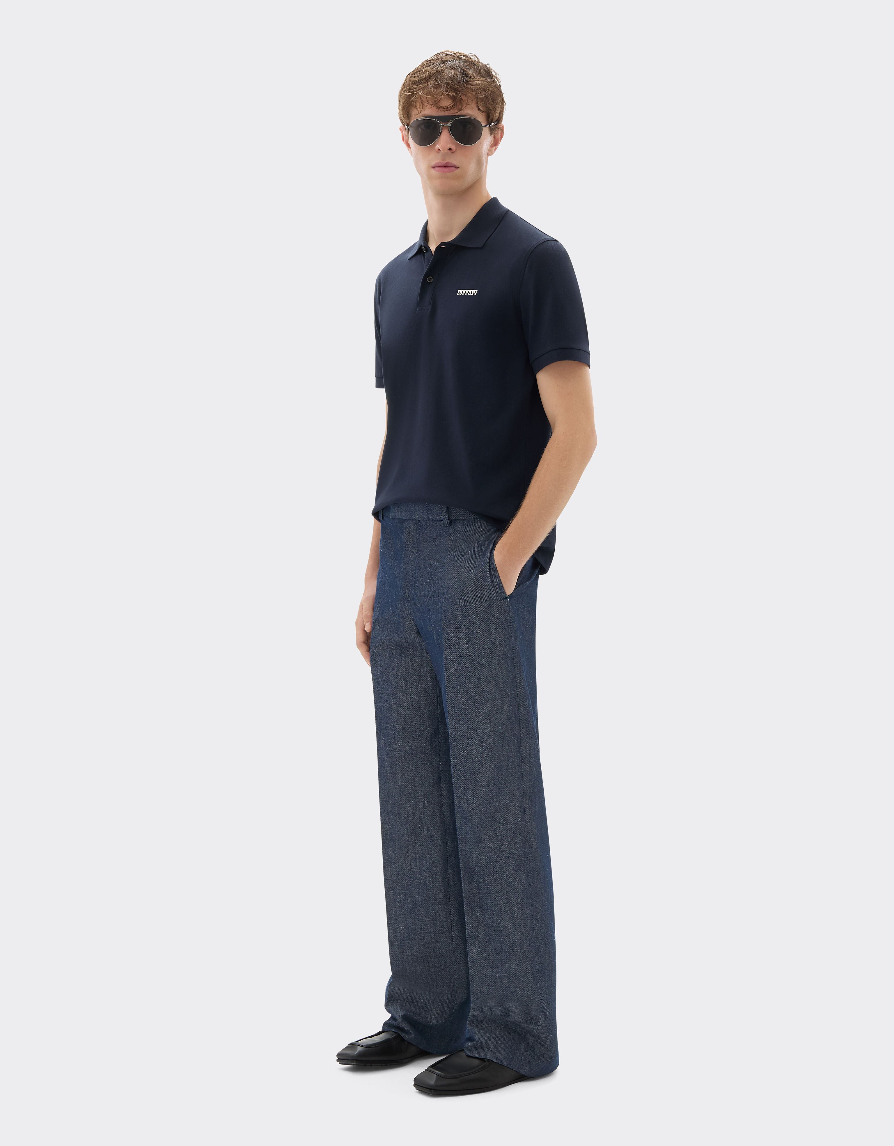 Ferrari Cotton polo shirt with Ferrari logo Navy 21277f