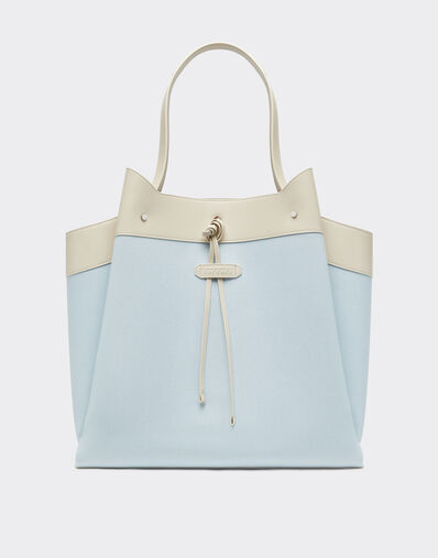 Ferrari Ferrari x Charles Leclerc tote bag in canvas and leather Steel Blue 49184f