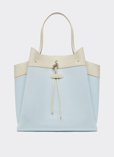 Ferrari Ferrari x Charles Leclerc tote bag in canvas and leather Steel Blue 49184f