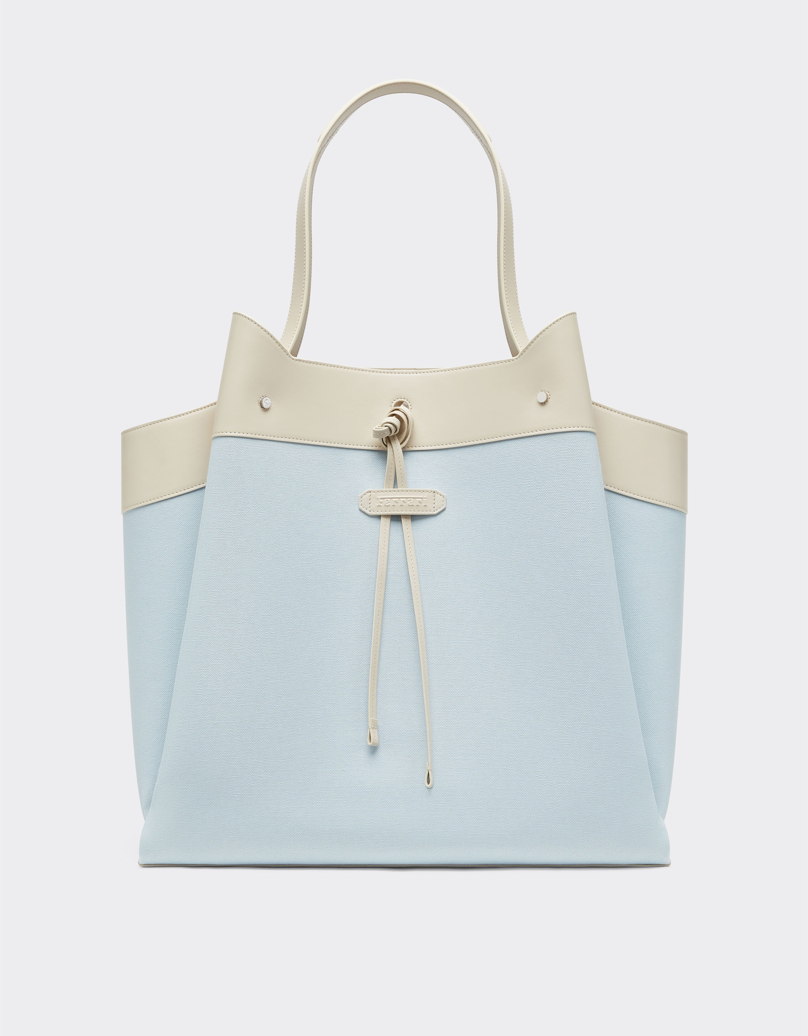 Ferrari Ferrari x Charles Leclerc tote bag in canvas and leather Steel Blue 49184f