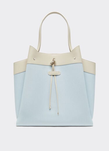Ferrari x Charles Leclerc tote bag in canvas and leather Ferrari Ferrari x Charles Leclerc tote bag in canvas and leather Steel Blue 49184f