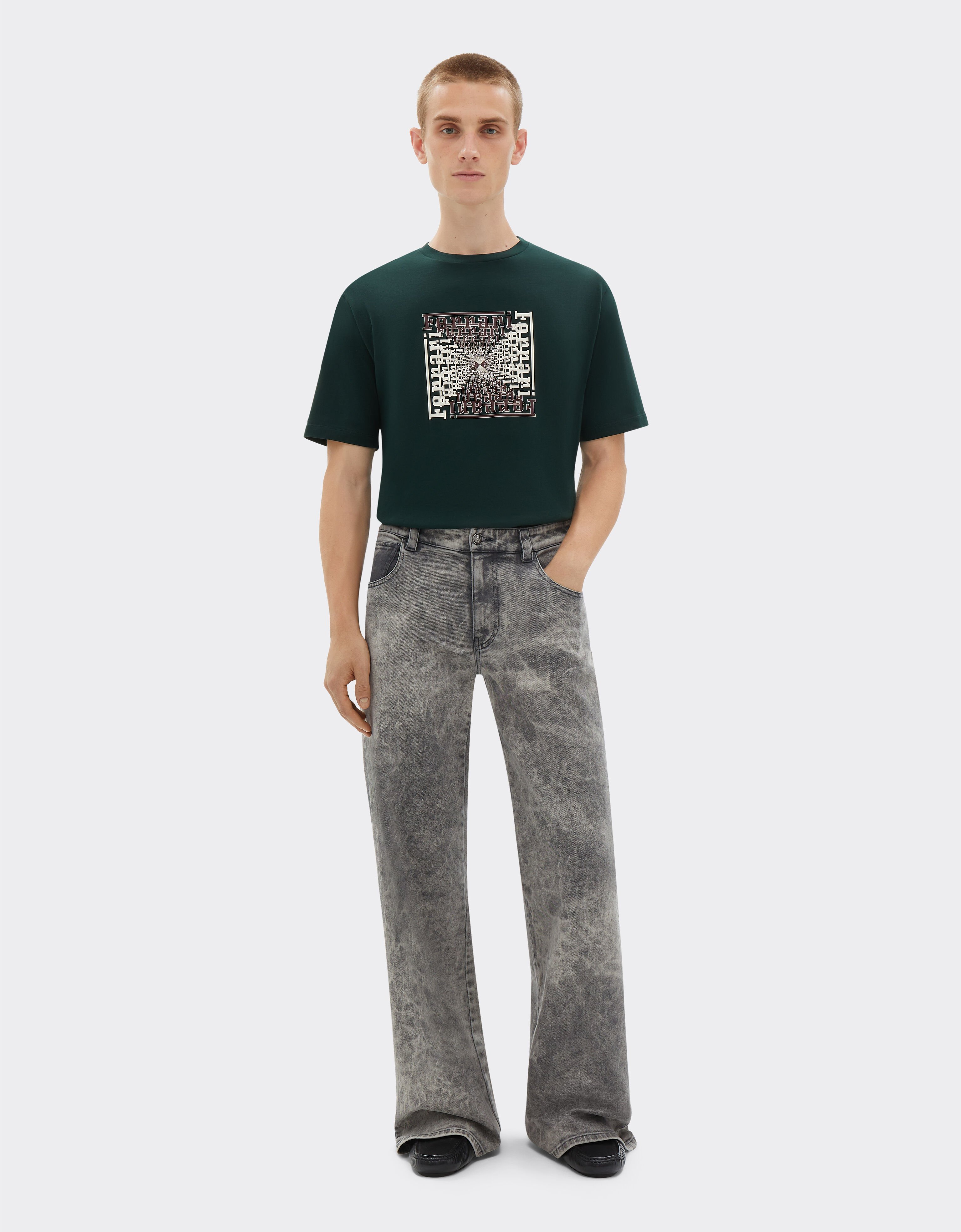 Ferrari T-shirt con stampa Ferrari Cube Verde Militare 21181f