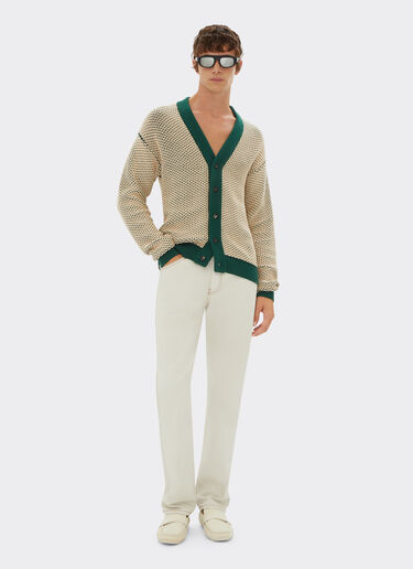 Ferrari Cardigan in misto cotone effetto 3D Ecru 21831f