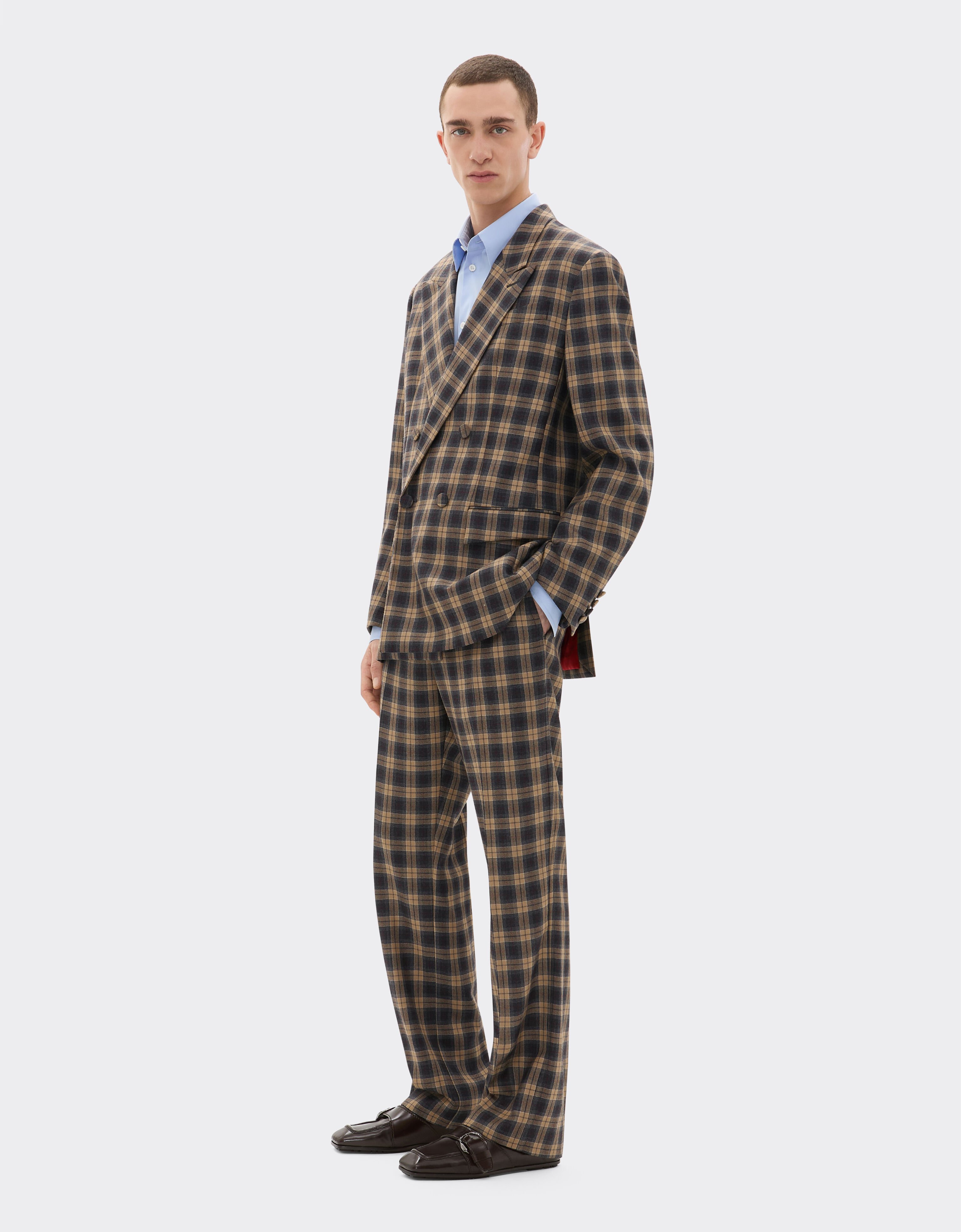 Ferrari Zweireihiger Blazer aus Schottenkaro aus Wolle Mélange-Grau 22596f