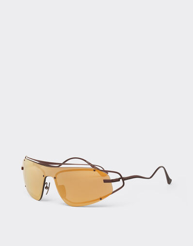 Ferrari Ferrari sunglasses in brown titanium with gold-tone mirror brown shield Brown LA02Xf