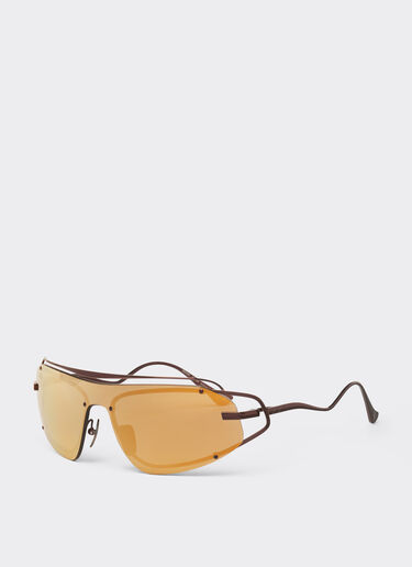 Ferrari Ferrari sunglasses in brown titanium with gold-tone mirror brown shield Brown LA02Xf