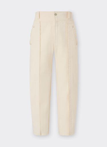 Ferrari Pantalon en coton malfilè Avorio 51028f