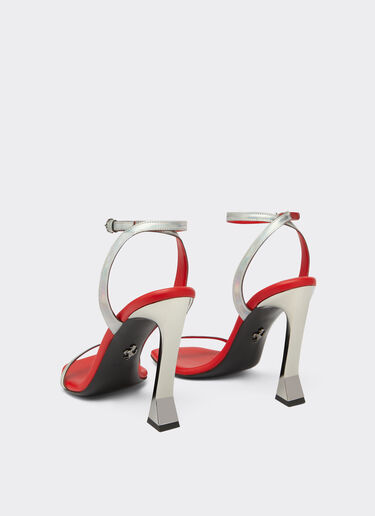 Ferrari Sandals in iridescent leather with plexiglass heel Silver 21115f