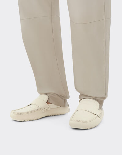 Ferrari Driver loafers in nubuck leather Ecru 22034f