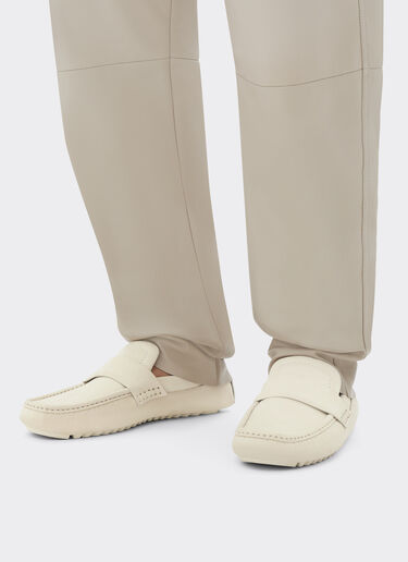 Ferrari Driver loafers in nubuck leather Ecru 22034f