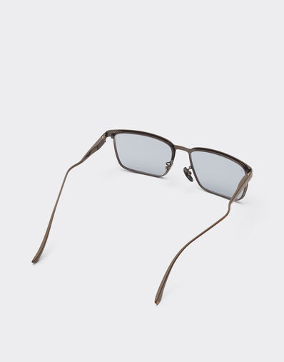 Ferrari Ferrari sunglasses in  brushed gray/brownmetal  with light gray crystal lenses Grey LA0LEf