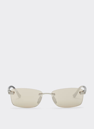 Ferrari Lunettes de soleil Ferrari en titane  argent brossé et acétate avec verres miroir blanc transparent doré Silver LA0L6f