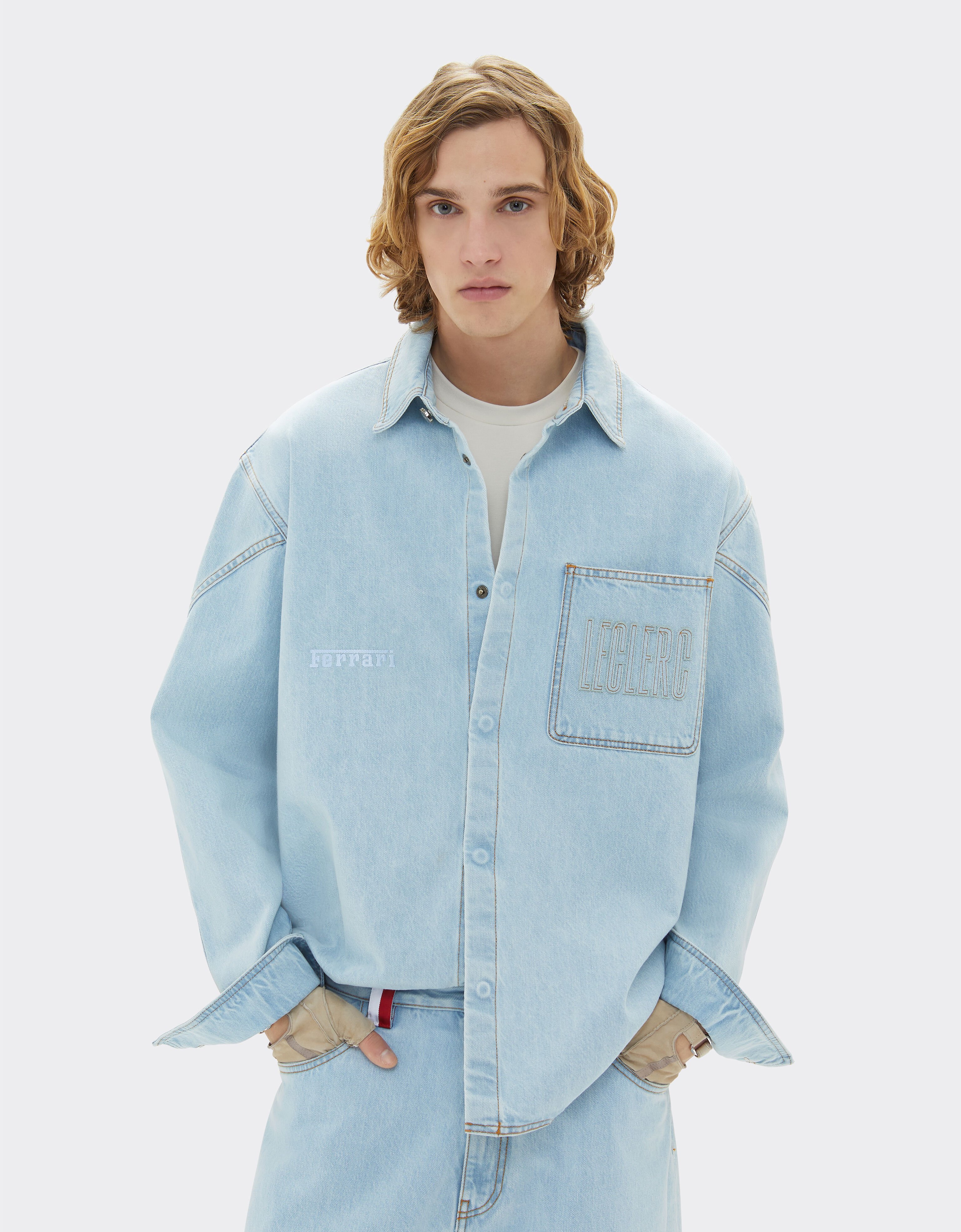 Ferrari Camisa vaquera Ferrari x Charles Leclerc Denim claro 22265f