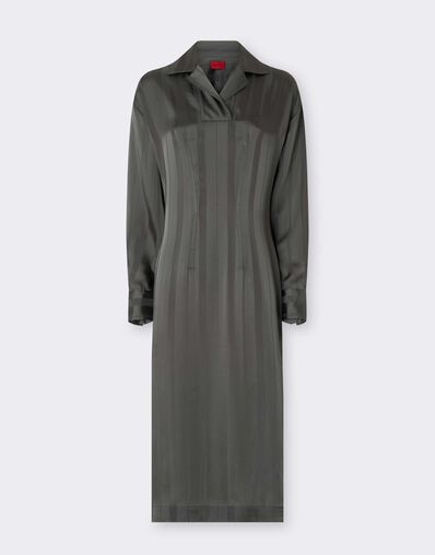 Ferrari Vestido midi de mezcla de seda jacquard con rayas Pekín Verde piombo CWWDR0033WAC0001f