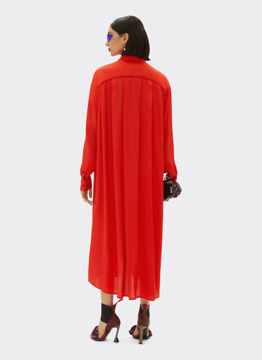 Ferrari 纯色真丝衬衫连衣裙 Rosso Dino 红色 48318f