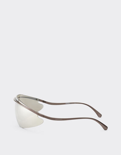 Ferrari Ferrari shield sunglasses in grey metal with silver mirror lens Ingrid F1530f