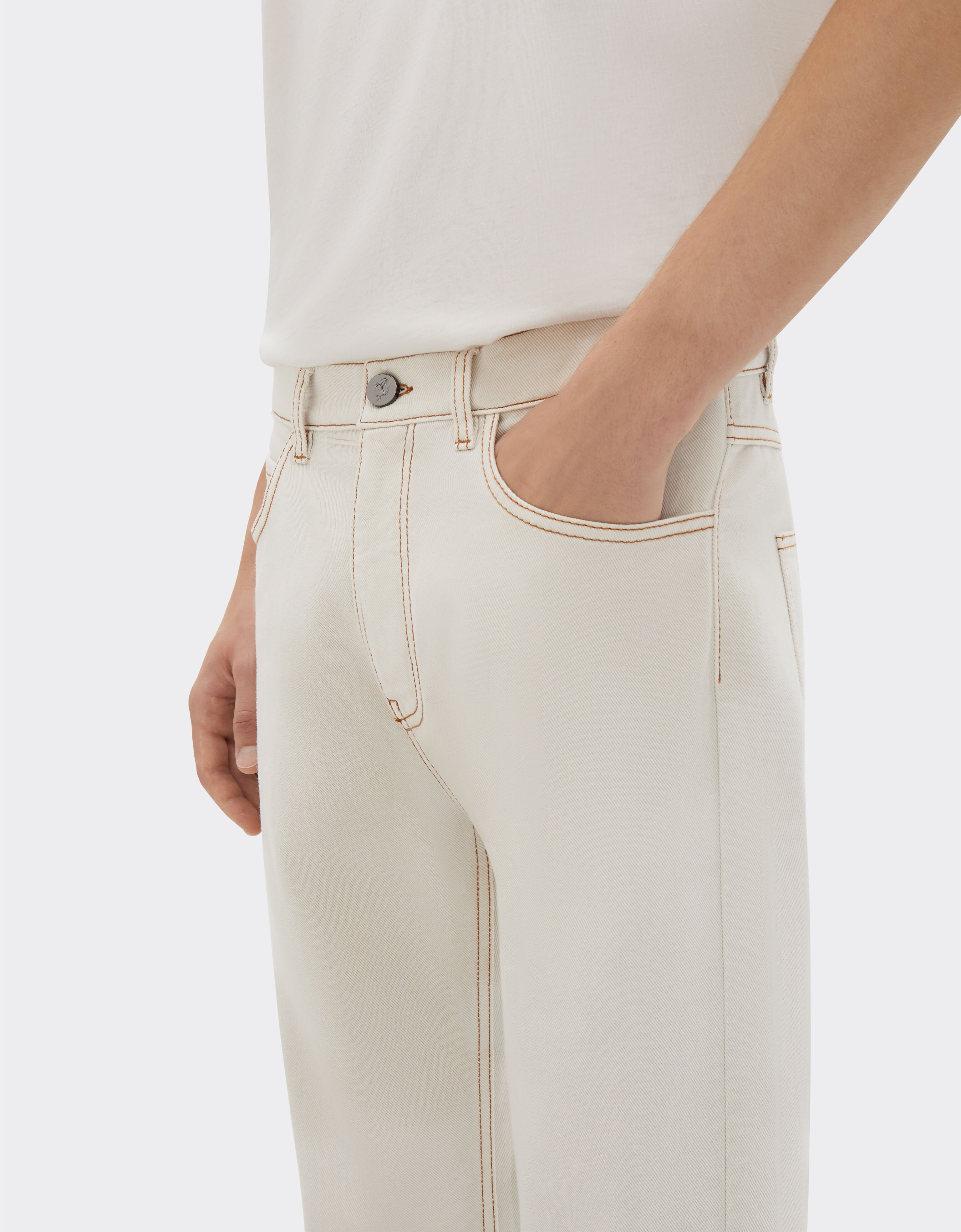 Ferrari Five-pocket denim trousers Ecru 21814f