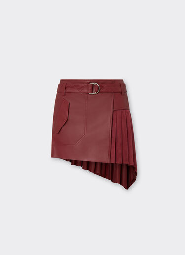 Ferrari Pleated skirt in suede and leather Burgundy 48500f