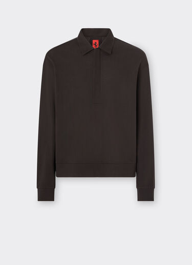 Ferrari Cotton long-sleeved polo shirt Dark Brown 21053f